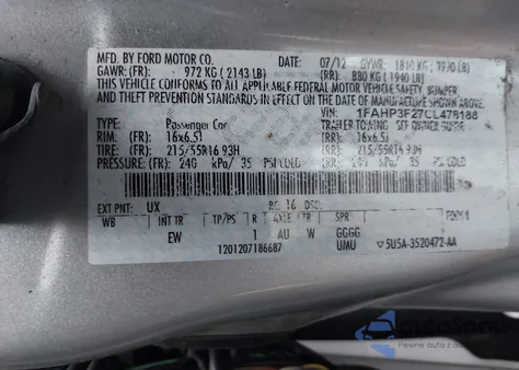 2012 Ford Focus Se from USA, damaged, VIN 1FAHP3F27CL478188
